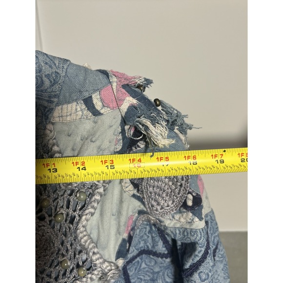 Vintage LIM'S Women's Bomber Jacket 80s Denim Patchwork Embellished Art-to-Wear - Picture 8 of 11